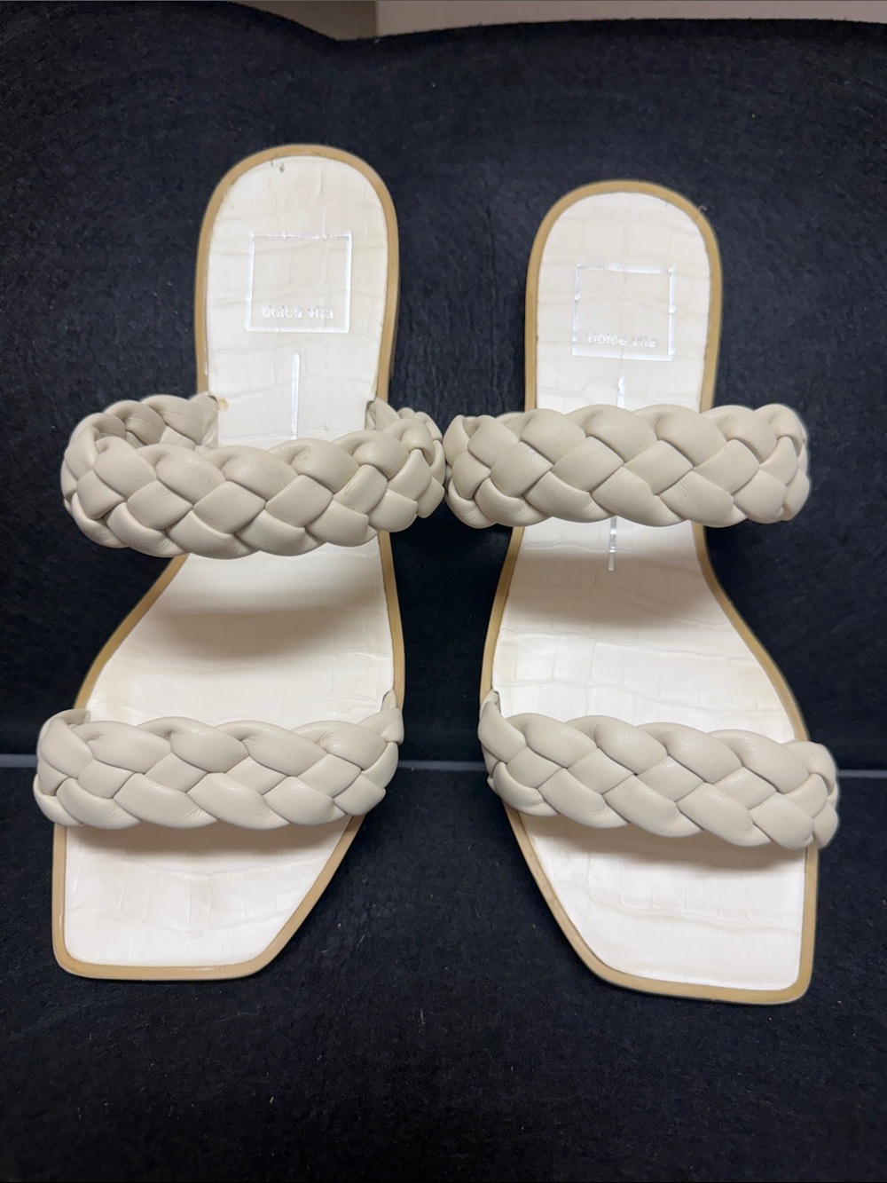 Dolce Vita Braided Double-Strap Slide Sandals - Beige